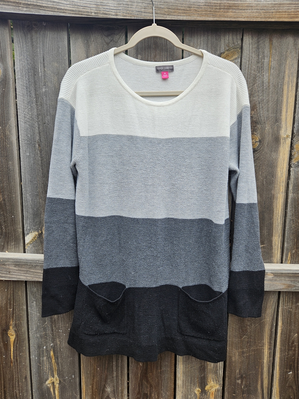 Vince Camuto Lightweight Sweater Women's Medium Long Sleeve Gray Luxe Money